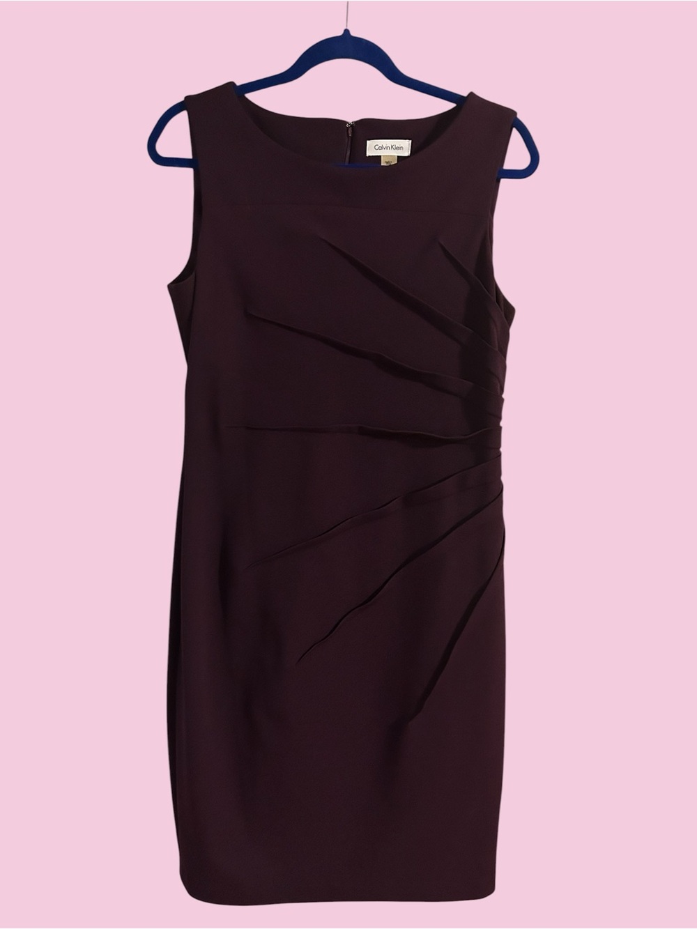 Calvin Klein Deep Plum Pleated Sheath Dress